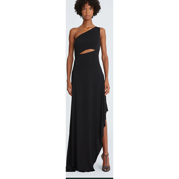 NWT Halston Clara Jersey Cascade Slit Gown Sz 2 Sold out! - Picture 1 of 4